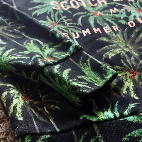 Scotch & Soda All Over Palm Tree Print French Terry Pullover Green Hoodie (M) - Picture 6 of 16